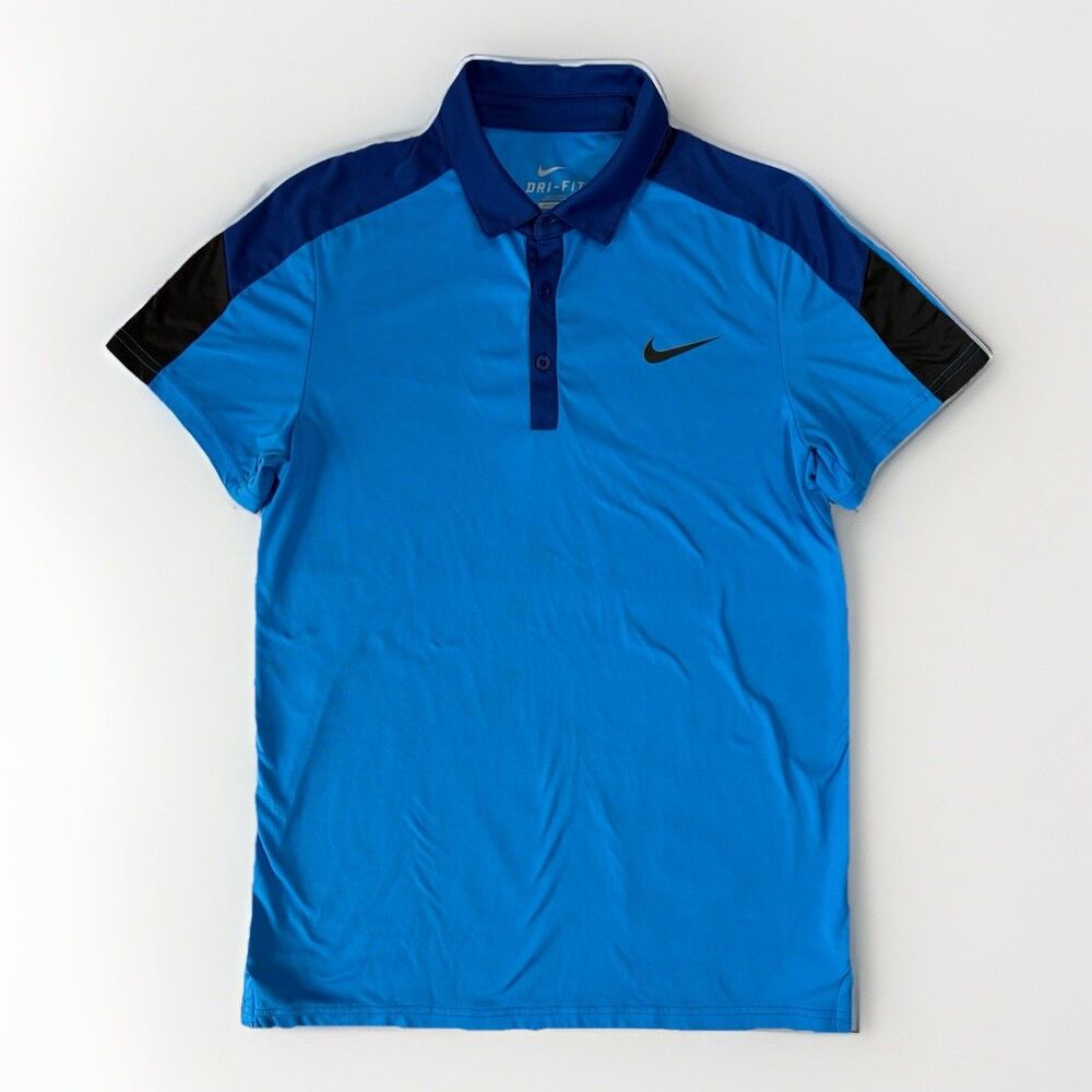 Nike Dri-Fit Polo Shirt Mens Small Blue Short Sleeve Athletic Golf Athletic